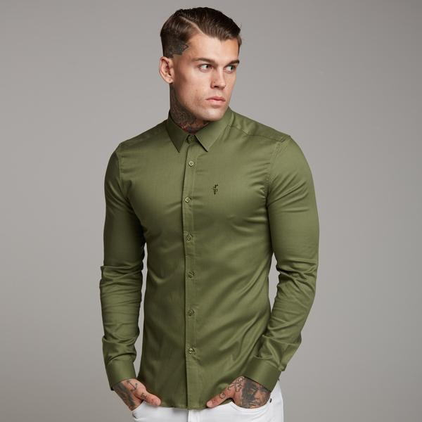 FATHER SONS ファーザーサン シャツ 長袖 マッスルフィット シャツ メンズ 長袖 ドレスシャツ 大きいサイズ ストレッチ ボディビル スーパースリム ラックス ウルトラストレッチシャツ 【ＵＫ発】【取寄せ】【送料無料】【トップス単品】