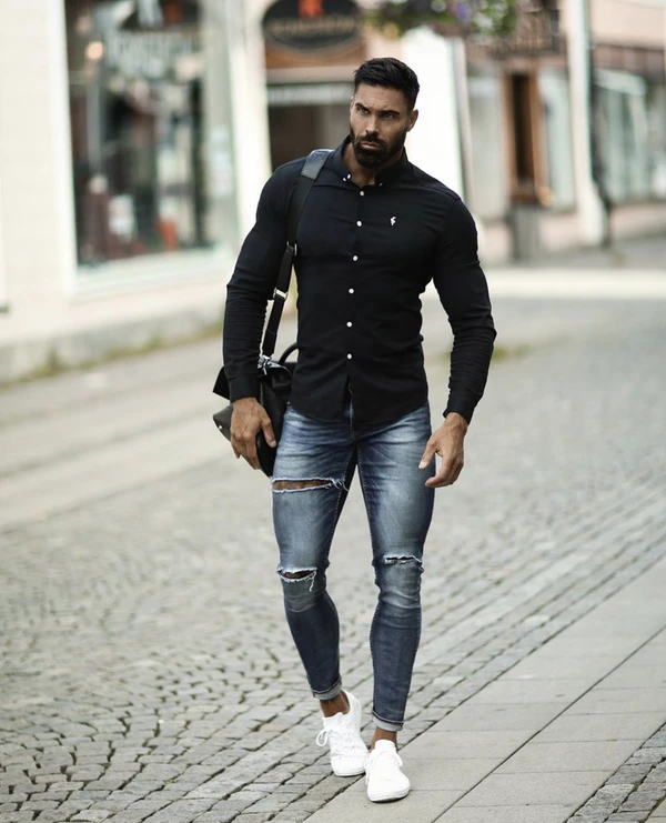 FATHER SONS ファーザーサン シャツ 長袖 マッスルフィット シャツ メンズ 長袖 ドレスシャツ 大きいサイズ ストレッチ ボディビル スーパースリム ボタンダウンストレッチシャツ 【ＵＫ発】【取寄せ】【送料無料】【トップス単品】