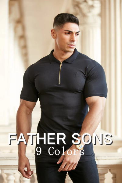 FATHER SONS ファーザーサン ＵＫ発 マッチョ向け ラグジュアリーウェア スポーツシャツ メンズ 半袖 マッスルフィット フィジー諸島共和国鉄道車両 スポーツシャツ ジップ 伸ばすこと 古典派音楽 遊撃手衣袂 ジップポロ フィジーク 御召しもの ボディビル マッスルウェア 【トップス単品】