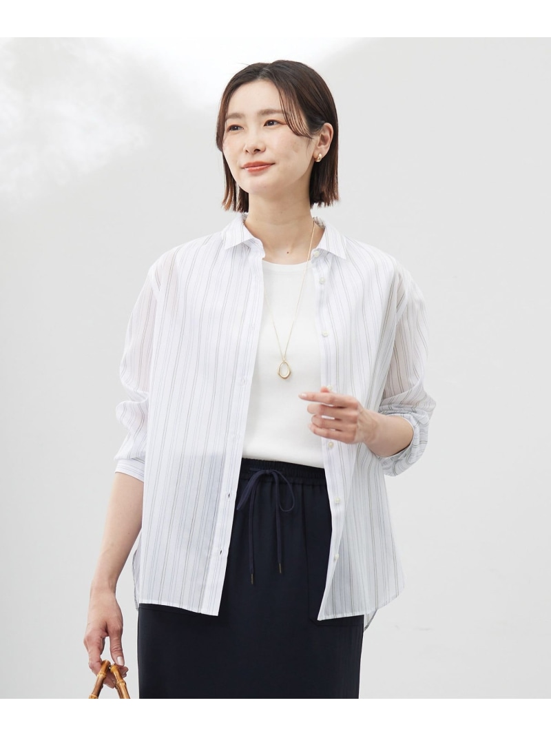 【SALE／50%OFF】【洗える】ランダムストライプ シャツカラー ブラウス J.PRESS ジェイプレス トップス シャツ・ブラウス ピンク ブルー ホワイト【RBA_E】【送料無料】[ Fashion]