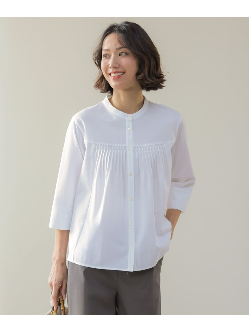 キャタピラシャツジャージー バンドカラー カットソー J.PRESS ジェイプレス トップス カットソー・Tシャツ ホワイト ベージュ【送料無料】[ Fashion]