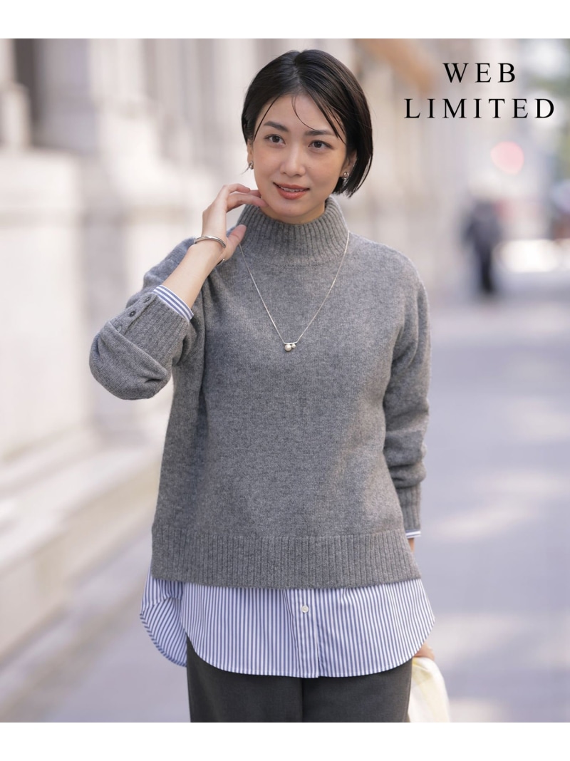 【SALE／30%OFF】【WEB限定】YAK BLEND ハイネック ニット J.PRESS LADIES L ジェイプレス トップス ニット グリーン ベージュ ブラウン グレー【RBA_E】【送料無料】[ Fashion]｜J.PRESS