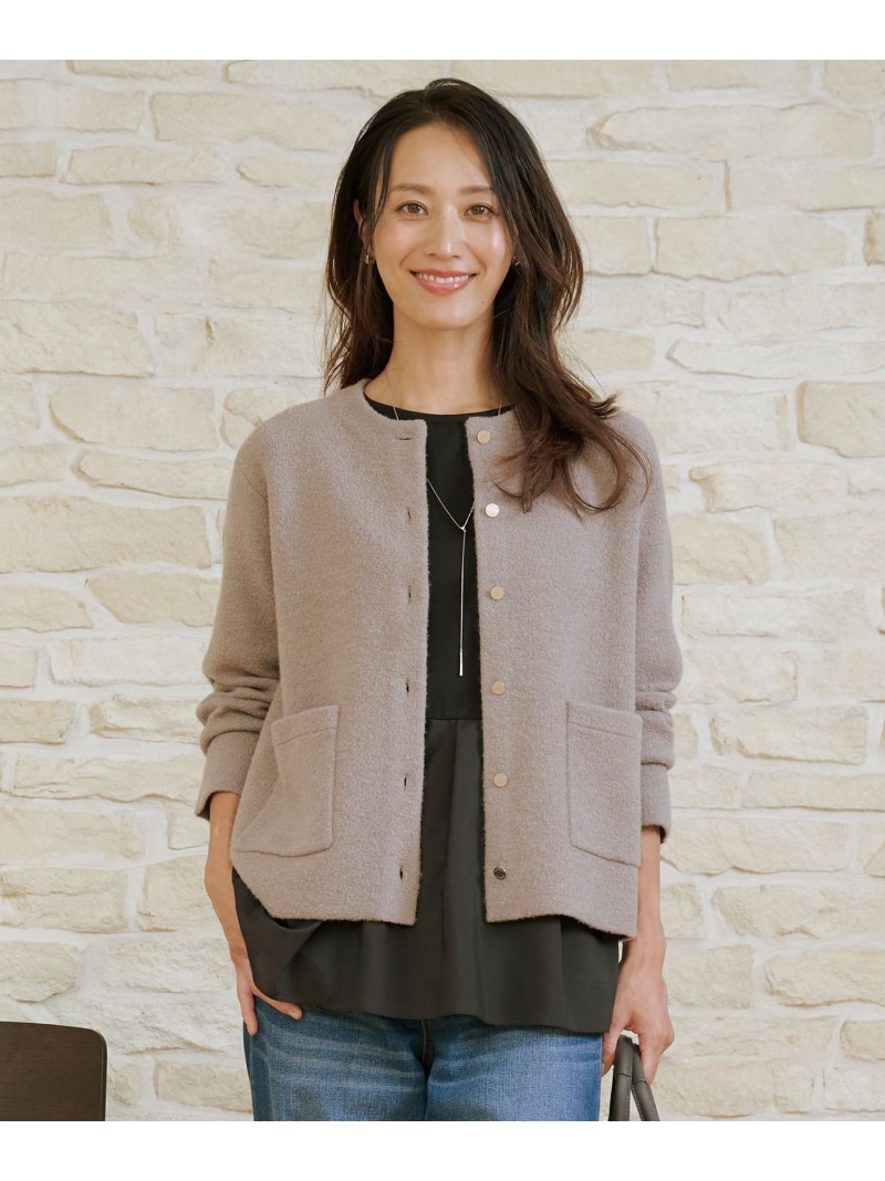 【SALE／20%OFF】BOUCLE ニット アウター J.PRESS ジェイプレス トップス カーディガン ベージュ ブラウン【RBA_E】【送料無料】[ Fashion]