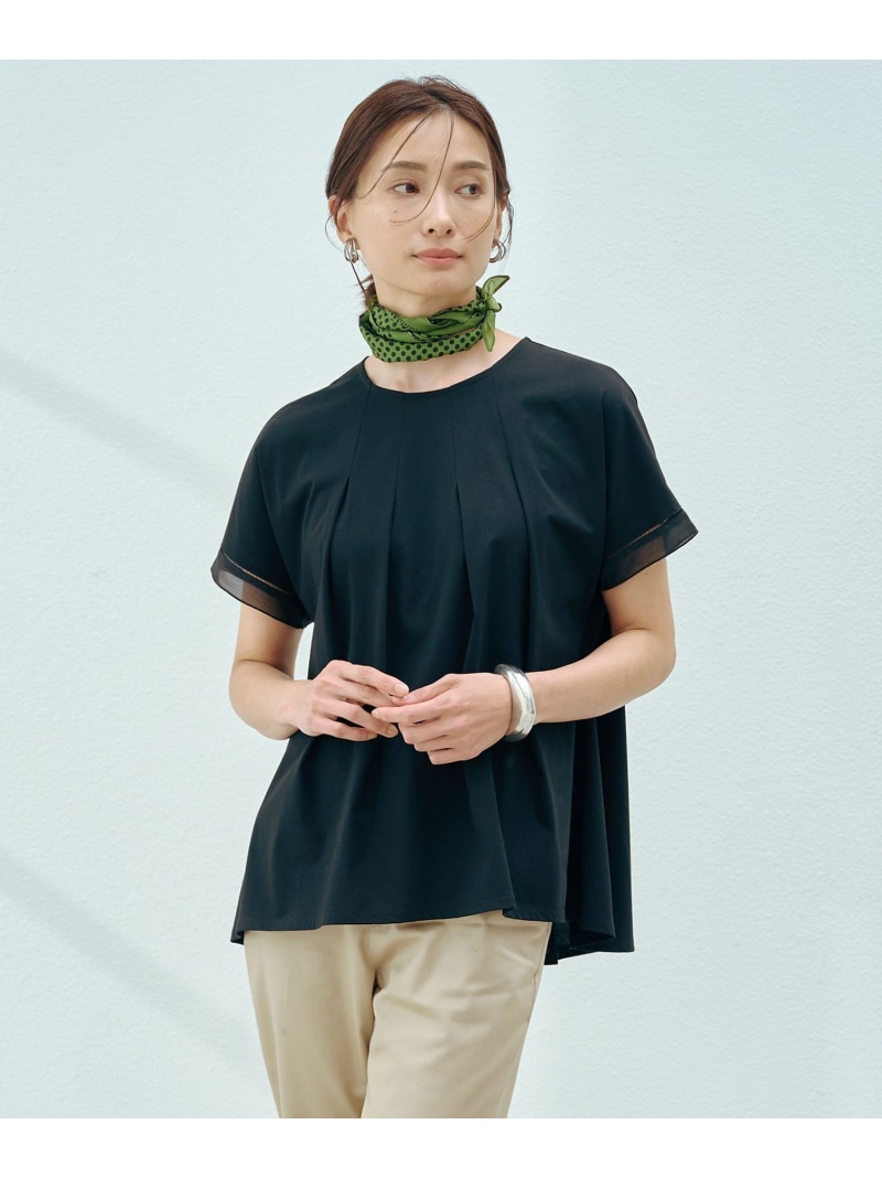 【SALE／40%OFF】【洗える・接触冷感】プレーティングジャージー フレア カットソー J.PRESS ジェイプレス トップス カットソー・Tシャツ ブルー グレー ホワイト ブラック【RBA_E】【送料無料】[ Fashion]