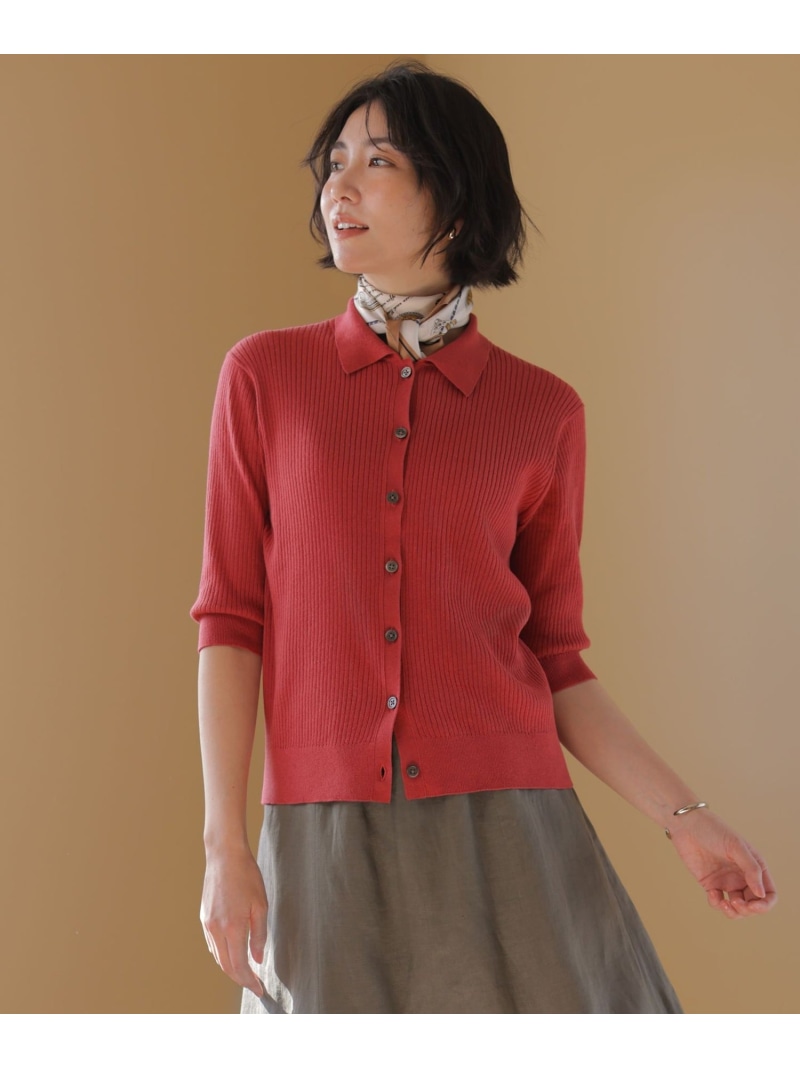 LINEN COTTON ポロ ニット J.PRESS ジェイプレス トップス ニット レッド ネイビー ブルー ブラウン【送料無料】[ Fashion]