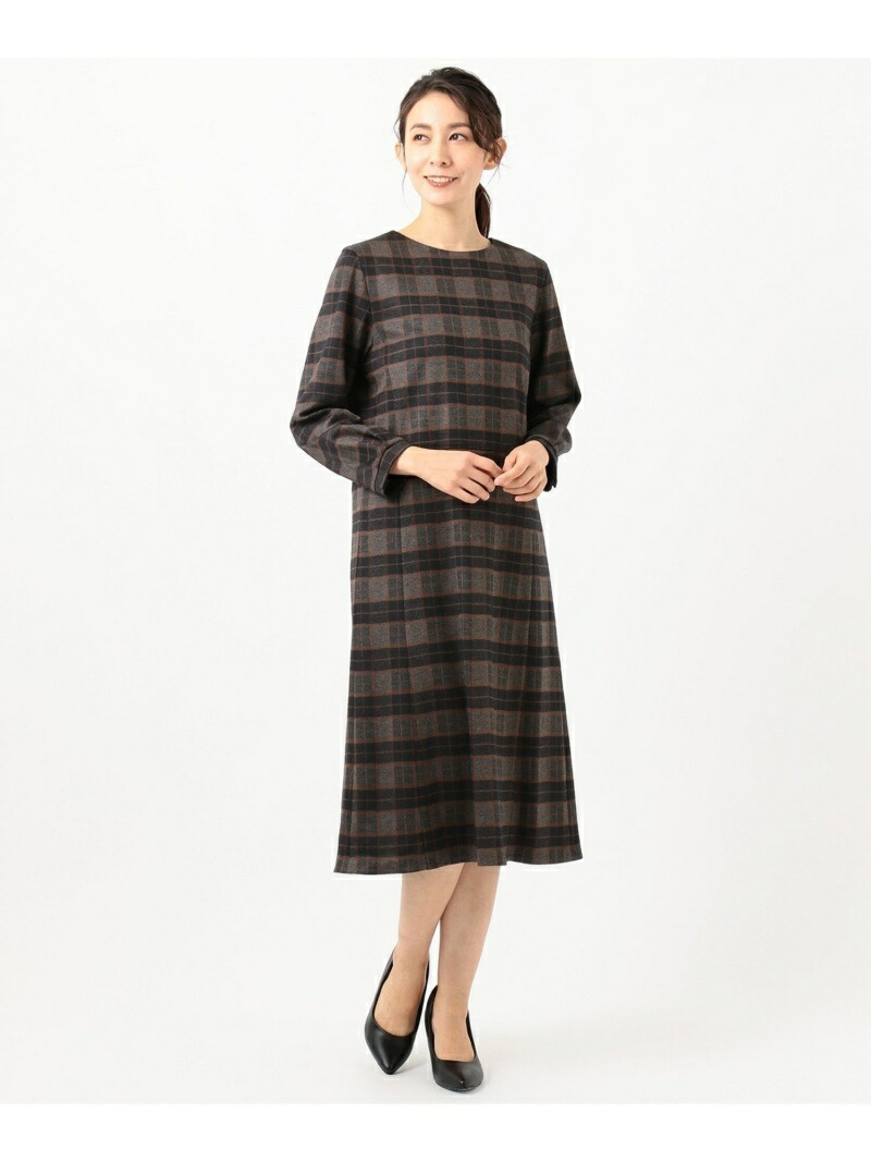 爆安プライス Rakuten Fashion チェックジャカードジャージー ワンピース J Press ジェイプレス ワンピース 半袖ワンピース グレー ネイビー 送料無料 希少 Newsite Churchfieldrealestate Com