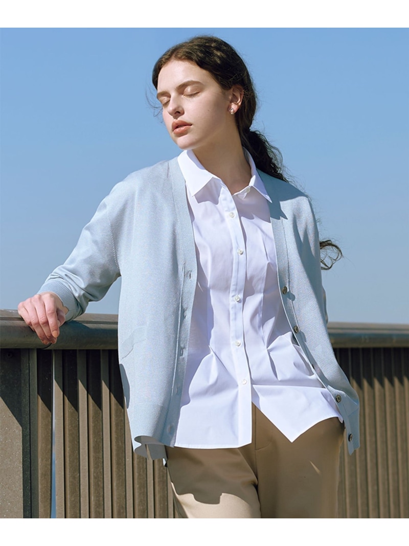 Vis/Pe スパーク ニット カーディガン J.PRESS LADIES L ジェイプレス トップス カーディガン ベージュ ブルー【送料無料】[ Fashion]