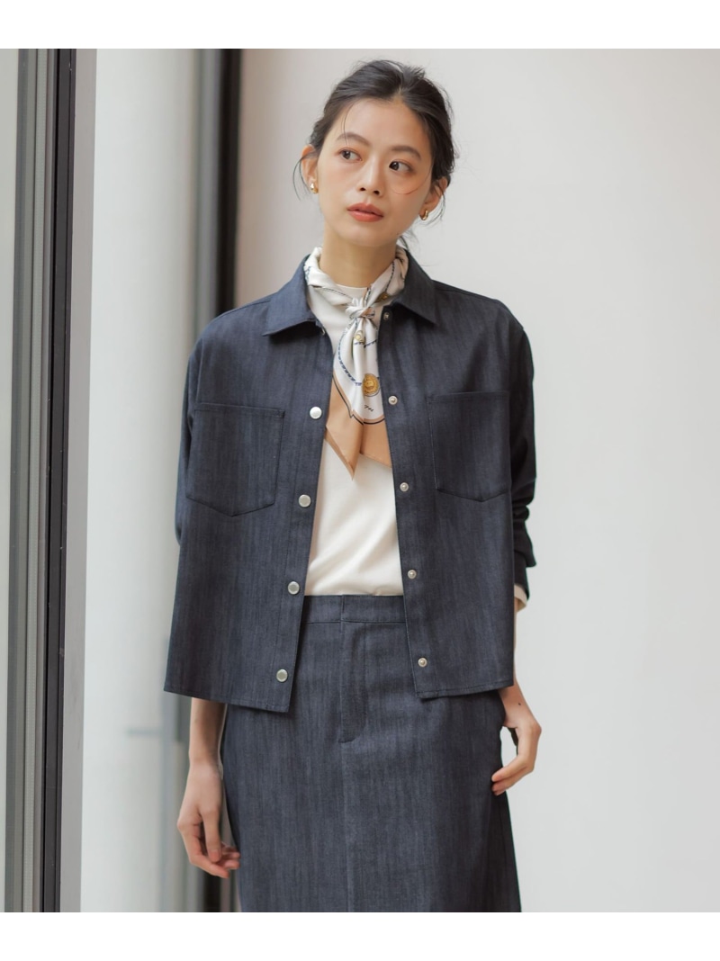 セルロースシャンブレー ジャケット J.PRESS LADIES L ジェイプレス ジャケット・アウター その他のジャケット・アウター ネイビー グレー【送料無料】[ Fashion]