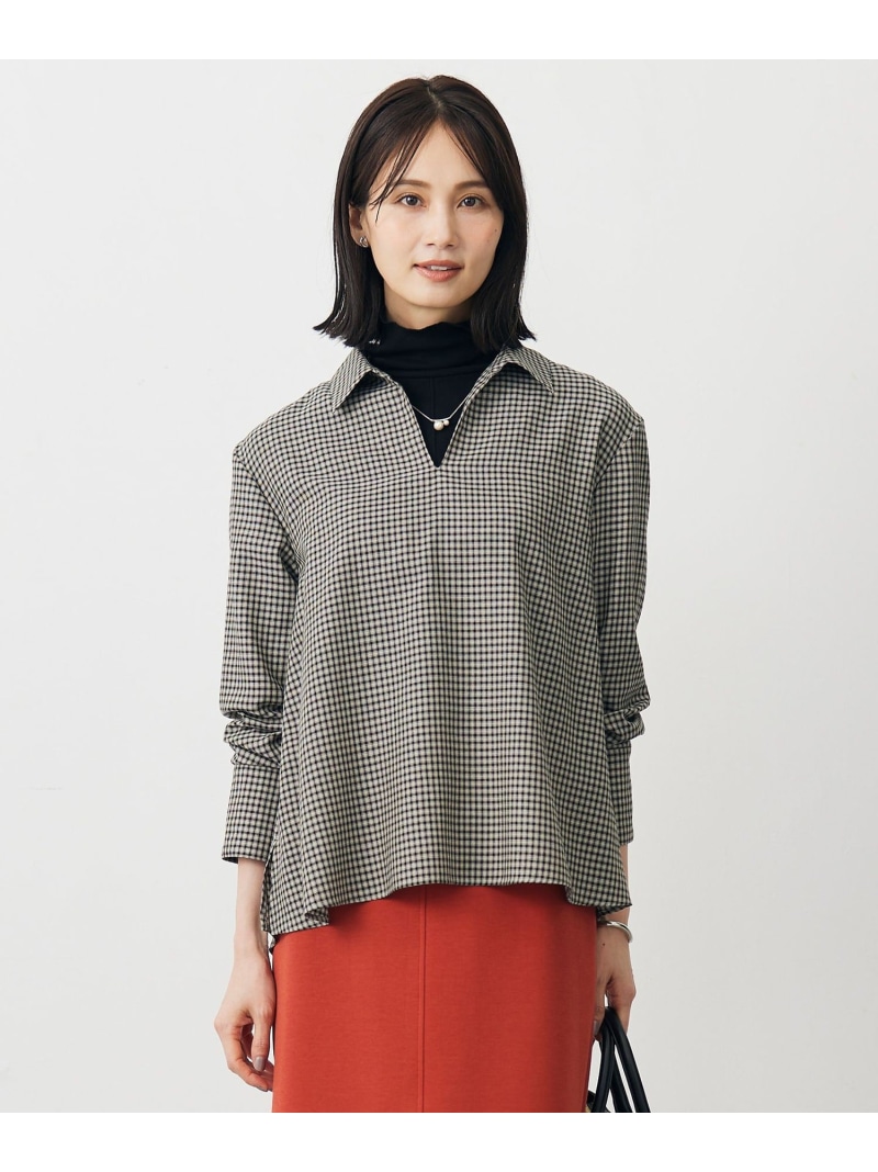 【SALE／40%OFF】サイロチェック スキッパー ブラウス J.PRESS ジェイプレス トップス シャツ・ブラウス ホワイト ブラック【RBA_E】【送料無料】[ Fashion]