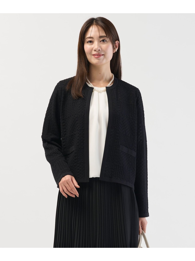 ジャガード ニット ジャケット J.PRESS ジェイプレス トップス ニット ネイビー ベージュ【送料無料】[ Fashion]