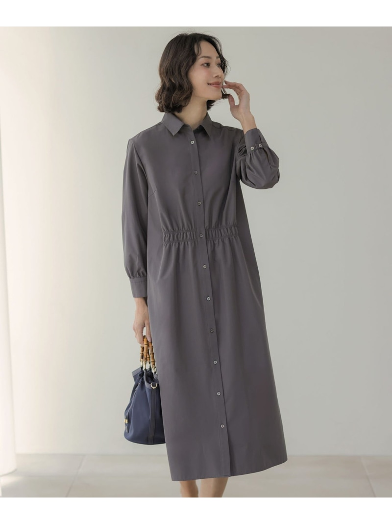 【WEB限定カラーあり】TC ライトタンブラー シャツワンピース J.PRESS LADIES L ジェイプレス ワンピース・ドレス ワンピース ベージュ ブラック【送料無料】[ Fashion]