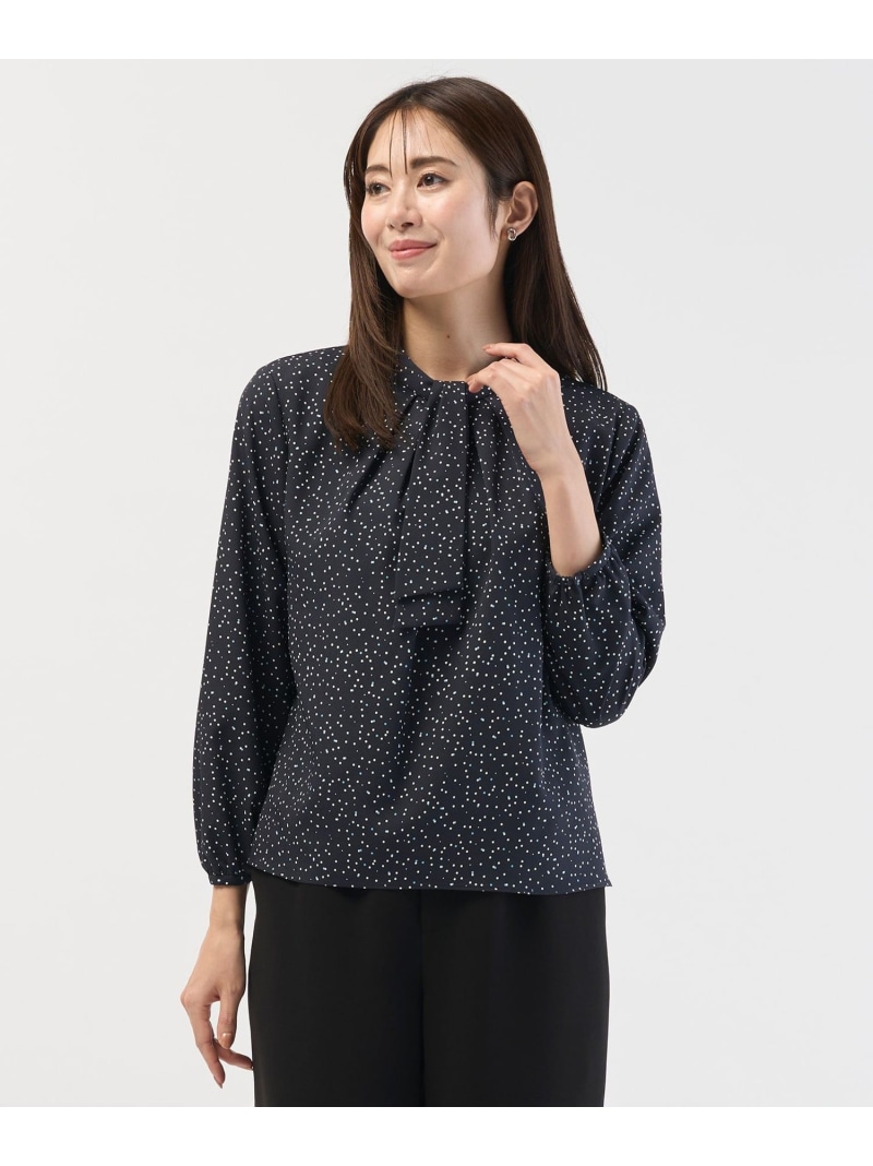 幾何プリント カットソー J.PRESS LADIES L ジェイプレス トップス カットソー・Tシャツ ホワイト ネイビー【送料無料】[ Fashion]