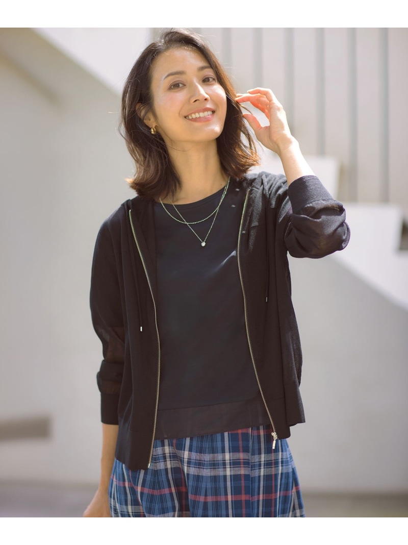 【WEB限定カラーあり】SHEER LIGHT KNIT パーカー J.PRESS ジェイプレス トップス パーカー・フーディー ブルー ネイビー グレー ブラック ホワイト【送料無料】[ Fashion]｜J.PRESS