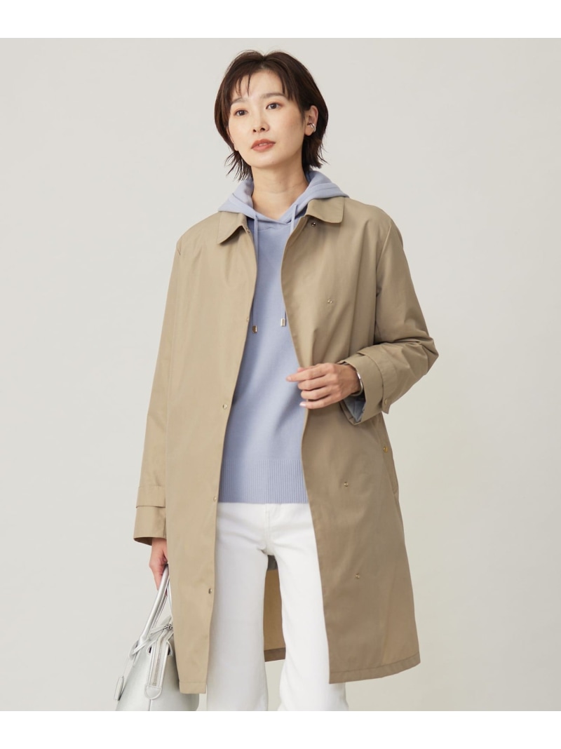【SALE／50%OFF】【洗える】スパンライクナイロンタッサー ステンカラー コート J.PRESS ジェイプレス ジャケット・アウター ステンカラーコート ブラウン ベージュ【RBA_E】【送料無料】[ Fashion]｜J.PRESS