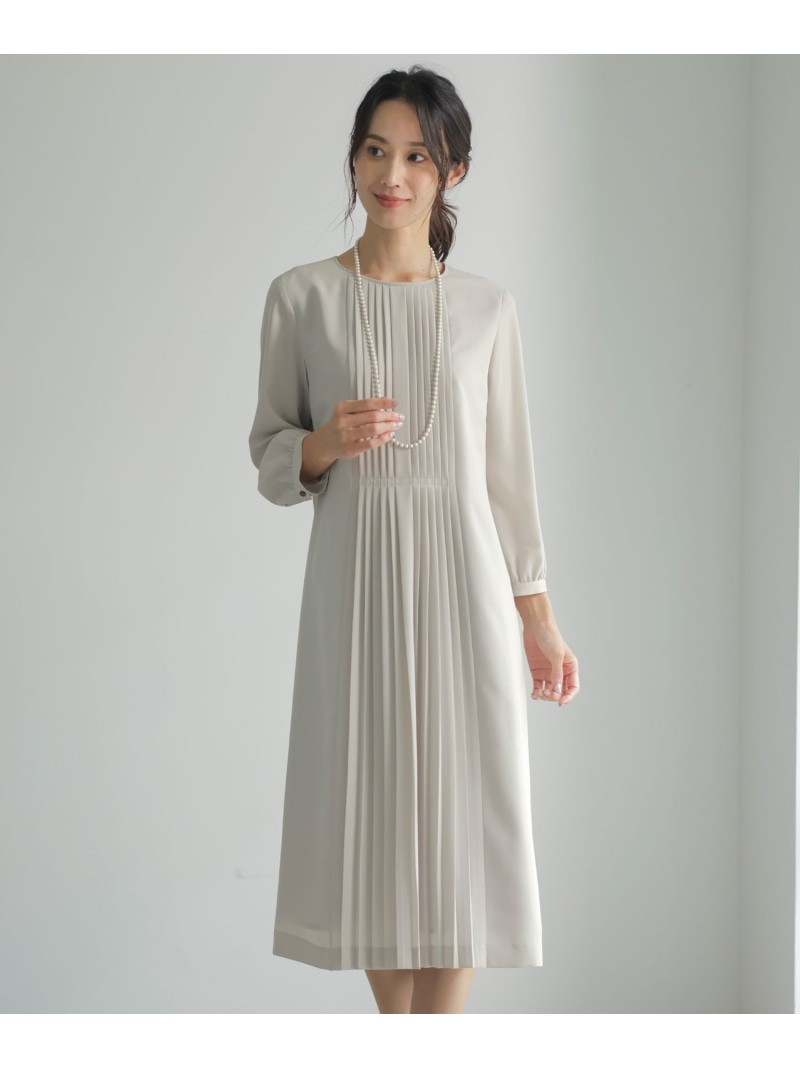 【洗える】ノルディス2wayジョーゼット フロントプリーツ ワンピース J.PRESS LADIES L ジェイプレス ワンピース・ドレス ワンピース ベージュ ネイビー ブラック グレー【送料無料】[ Fashion]