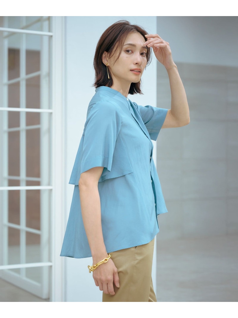 【SALE／50%OFF】【WEB限定カラーあり・洗える・速乾・接触冷感】リライムライトローン バックフリル ブラウス J.PRESS ジェイプレス トップス シャツ・ブラウス グリーン ブラウン ブルー ベージュ【RBA_E】【送料無料】[ Fashion]