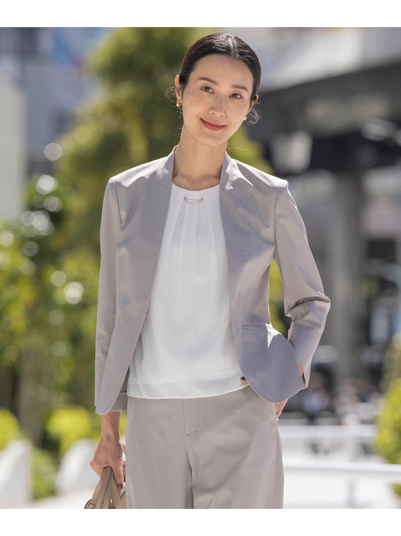 【セットアップ対応・洗える・撥水・防汚】コットンFITTYシャーク ノーカラー ジャケット J.PRESS ジェイプレス ジャケット・アウター ノーカラージャケット ブラック ベージュ ネイビー グレー【送料無料】[ Fashion]