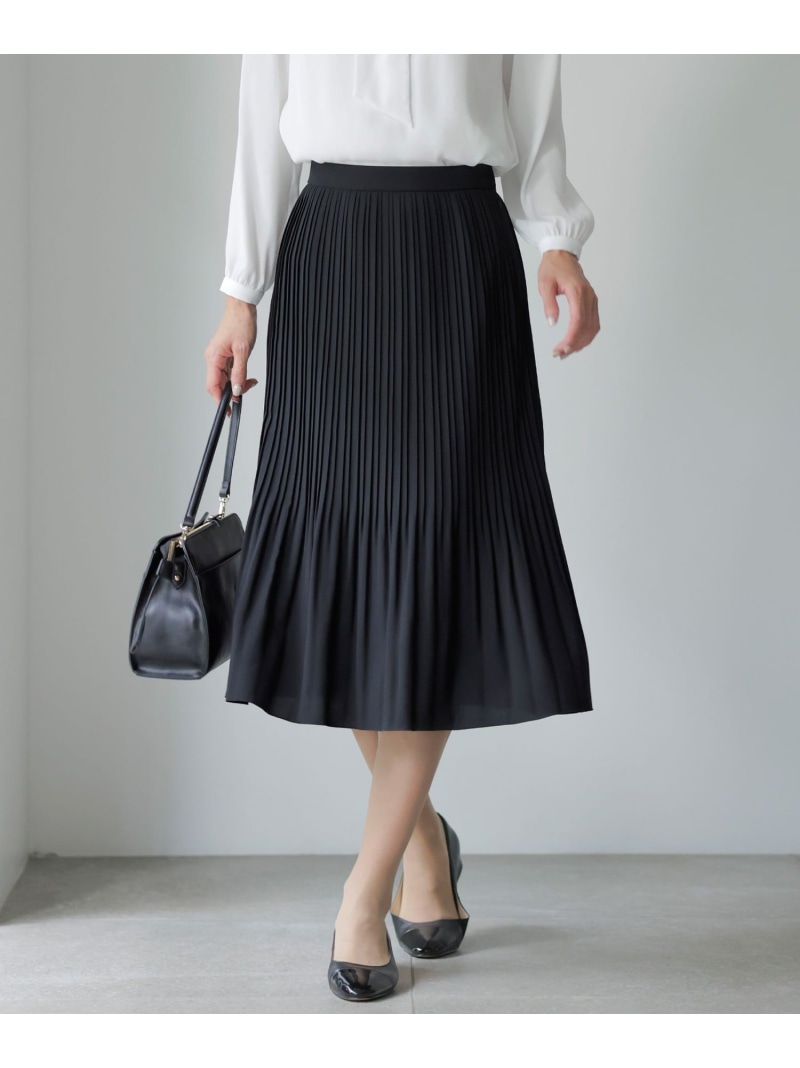 【洗える】ノルディス2wayジョーゼット プリーツ スカート J.PRESS LADIES L ジェイプレス スカート ロング・マキシスカート ベージュ ネイビー ブラック グレー【送料無料】[ Fashion]｜J.PRESS