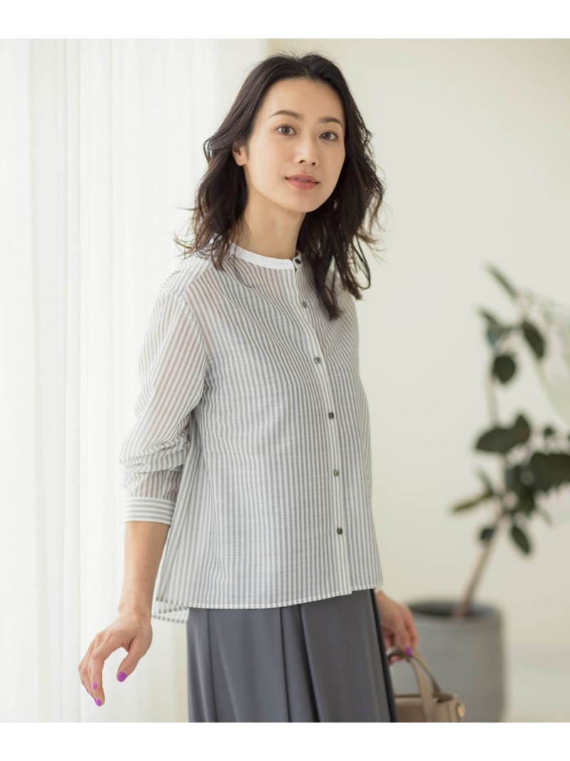 【SALE／50%OFF】シアーピンストライプ カットソー J.PRESS ジェイプレス トップス カットソー・Tシャツ ピンク ホワイト【RBA_E】【送料無料】[ Fashion]｜J.PRESS