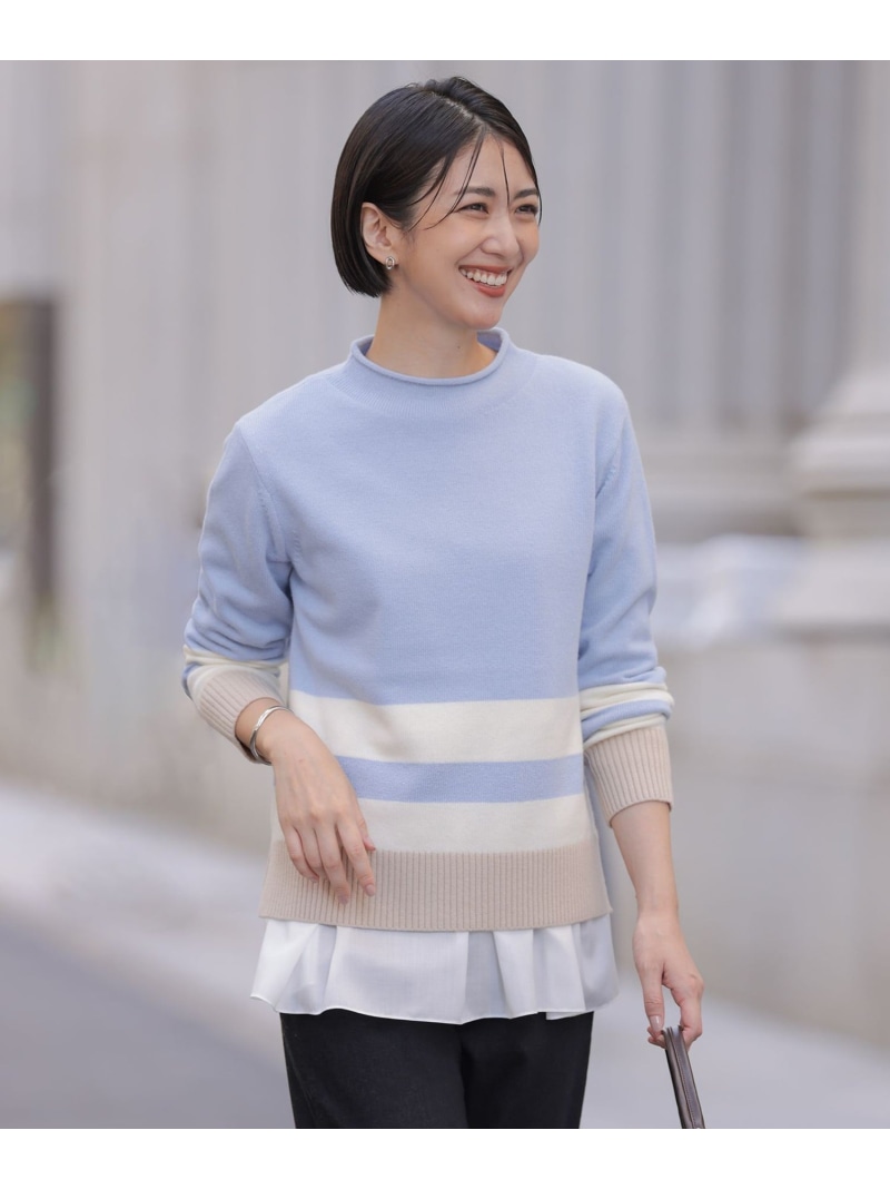 【SALE／30%OFF】CAT ブロッキング ニット J.PRESS LADIES L ジェイプレス トップス ニット イエロー ピンク ブルー【RBA_E】【送料無料】[ Fashion]｜J.PRESS