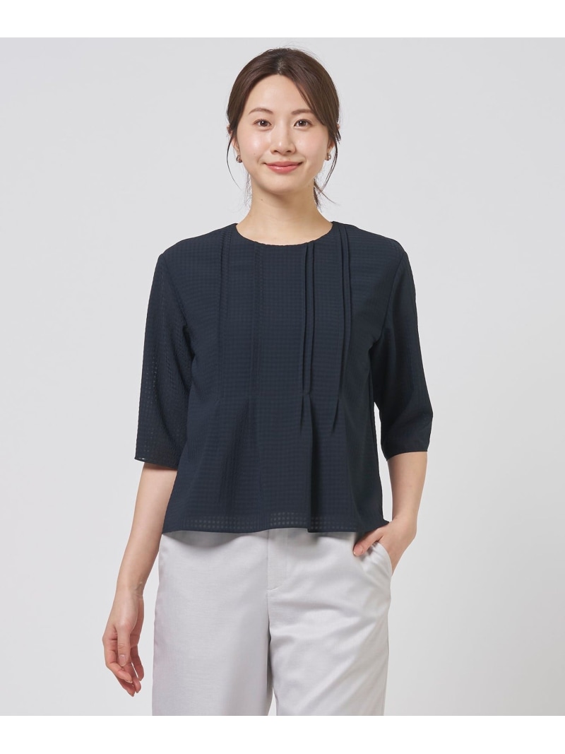 シアーブロックチェック カットソー J.PRESS ジェイプレス トップス カットソー・Tシャツ ネイビー【送料無料】[ Fashion]