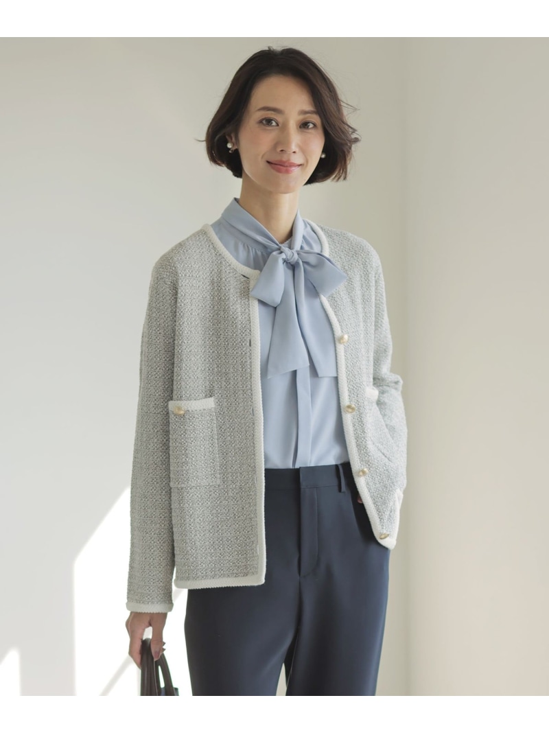 NEW TWEED ニット ジャケット J.PRESS ジェイプレス ジャケット・アウター ノーカラージャケット ネイビー【送料無料】[ Fashion] 19,674円