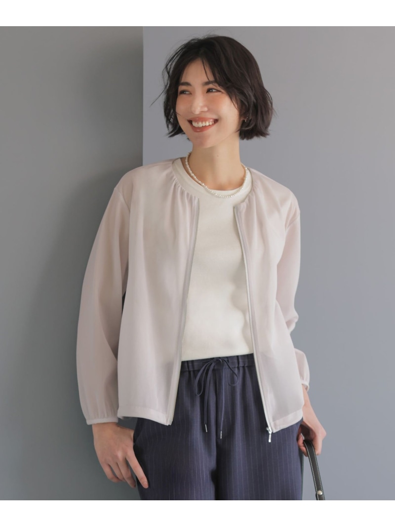 シアーブルゾン J.PRESS LADIES L ジェイプレス ジャケット・アウター ブルゾン・ジャンパー ベージュ ネイビー【送料無料】[ Fashion]