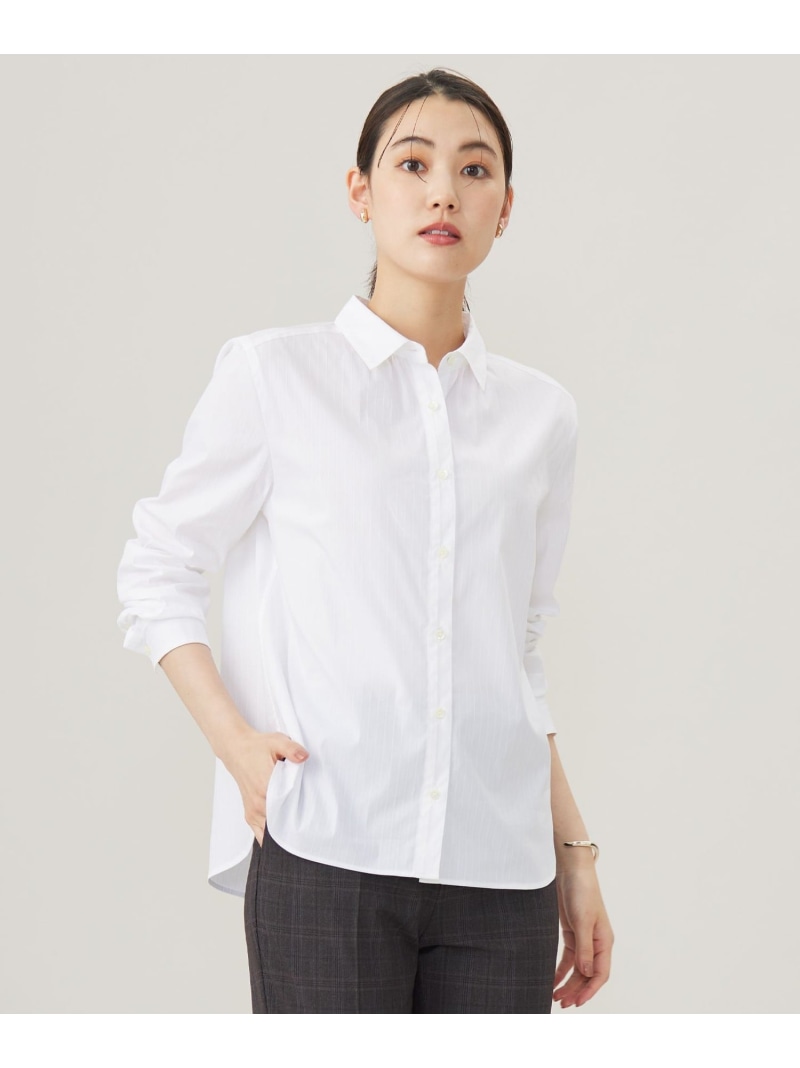【SALE／50%OFF】【洗える】BEZ ドビーストライプ シャツカラー ブラウス J.PRESS ジェイプレス トップス シャツ・ブラウス ネイビー ホワイト イエロー【RBA_E】【送料無料】[ Fashion]