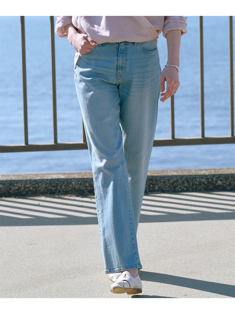 【洗える】BASIC STRETCH DENIM ボーイフィット デニム J.PRESS ジェイプレス パンツ ジーンズ・デニムパンツ ブルー ホワイト【送料無料】[ Fashion]｜J.PRESS