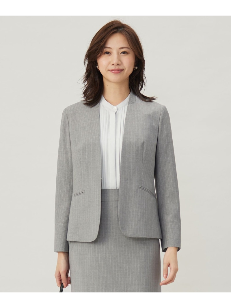 【SALE／50%OFF】【セットアップ対応】BAHARIYE2 ノーカラー ジャケット J.PRESS ジェイプレス ジャケット・アウター ノーカラージャケット グレー【RBA_E】【送料無料】[ Fashion]｜J.PRESS