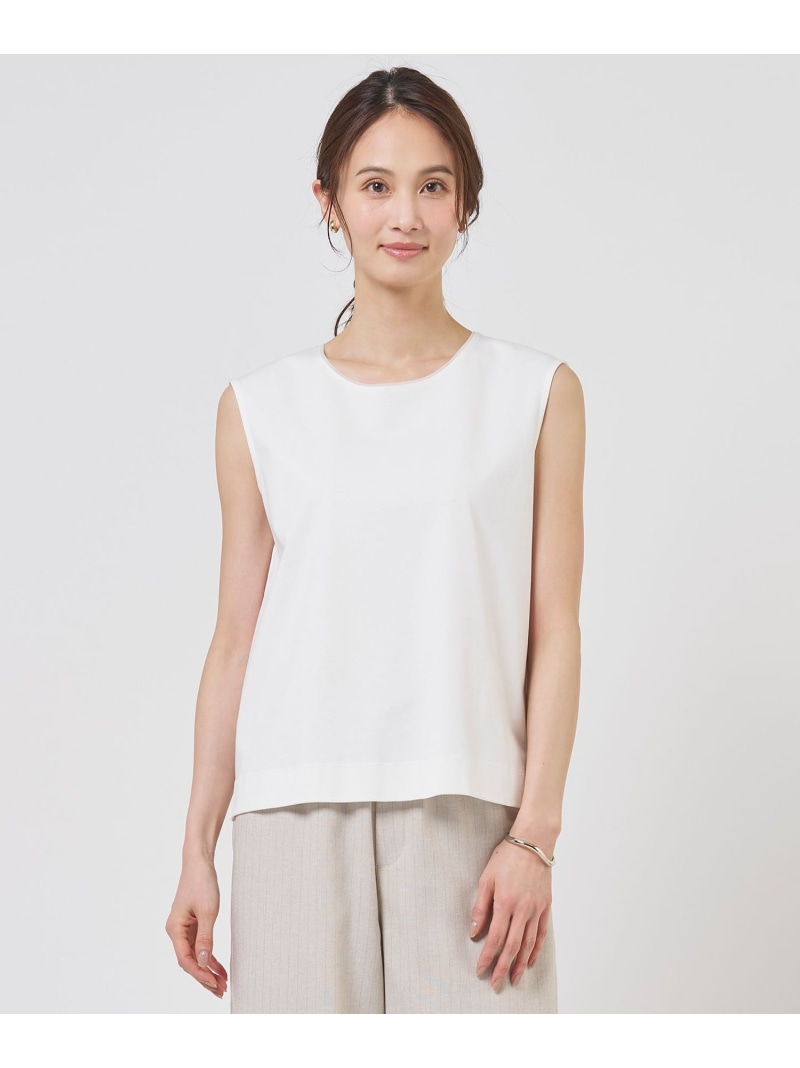 【レイヤードスタイルに】スムースジャージー ノースリーブ カットソー J.PRESS LADIES L ジェイ押し付ける トップス カットソー・プルオーバー 薄墨色 黒いこと 白いこと【貨物輸送無料】[ Fashion]