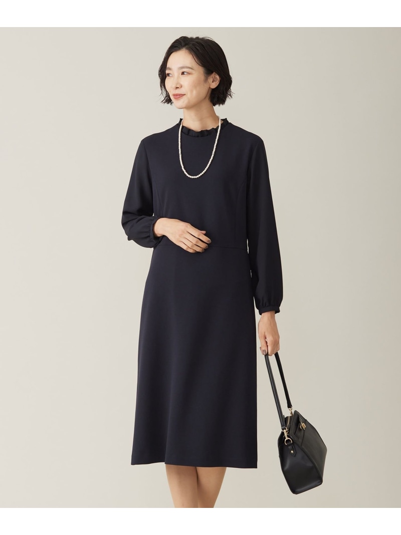 【SALE／50%OFF】【洗える】ジョーゼットジャージー ワンピース J.PRESS ジェイプレス ワンピース・ドレス ワンピース ネイビー【RBA_E】【送料無料】[ Fashion]
