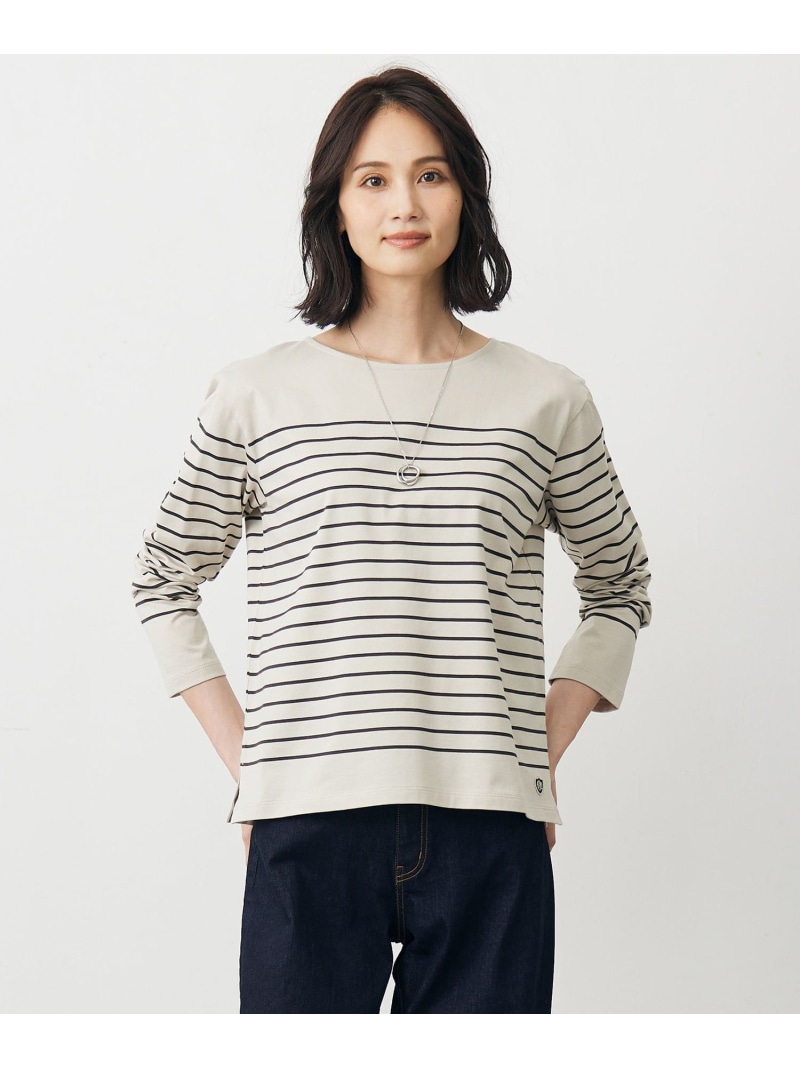 バスクボーダー カットソー J.PRESS LADIES L ジェイプレス トップス カットソー・Tシャツ ブラウン パープル【送料無料】[ Fashion]｜J.PRESS