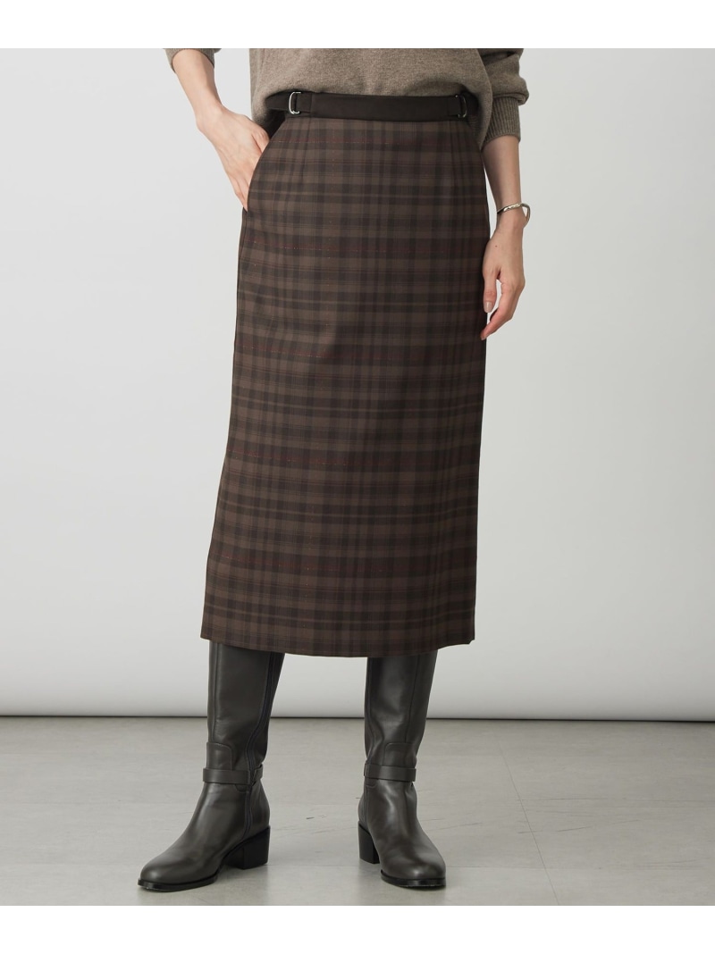 【SALE／40%OFF】milledタータンラメチェック ナロー スカート J.PRESS ジェイプレス スカート ロング・マキシスカート ネイビー ブラウン【RBA_E】【送料無料】[ Fashion]