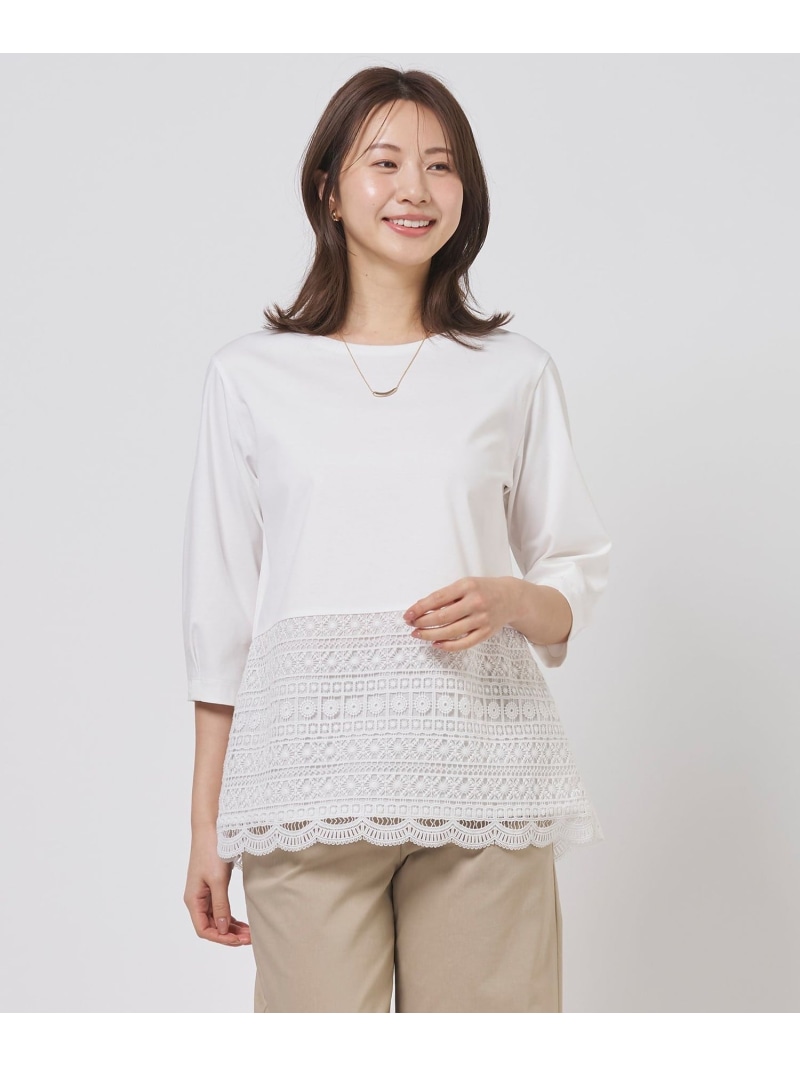 レースレイヤードフレア カットソー J.PRESS ジェイプレス トップス カットソー・Tシャツ ホワイト【送料無料】[ Fashion] 13,970円