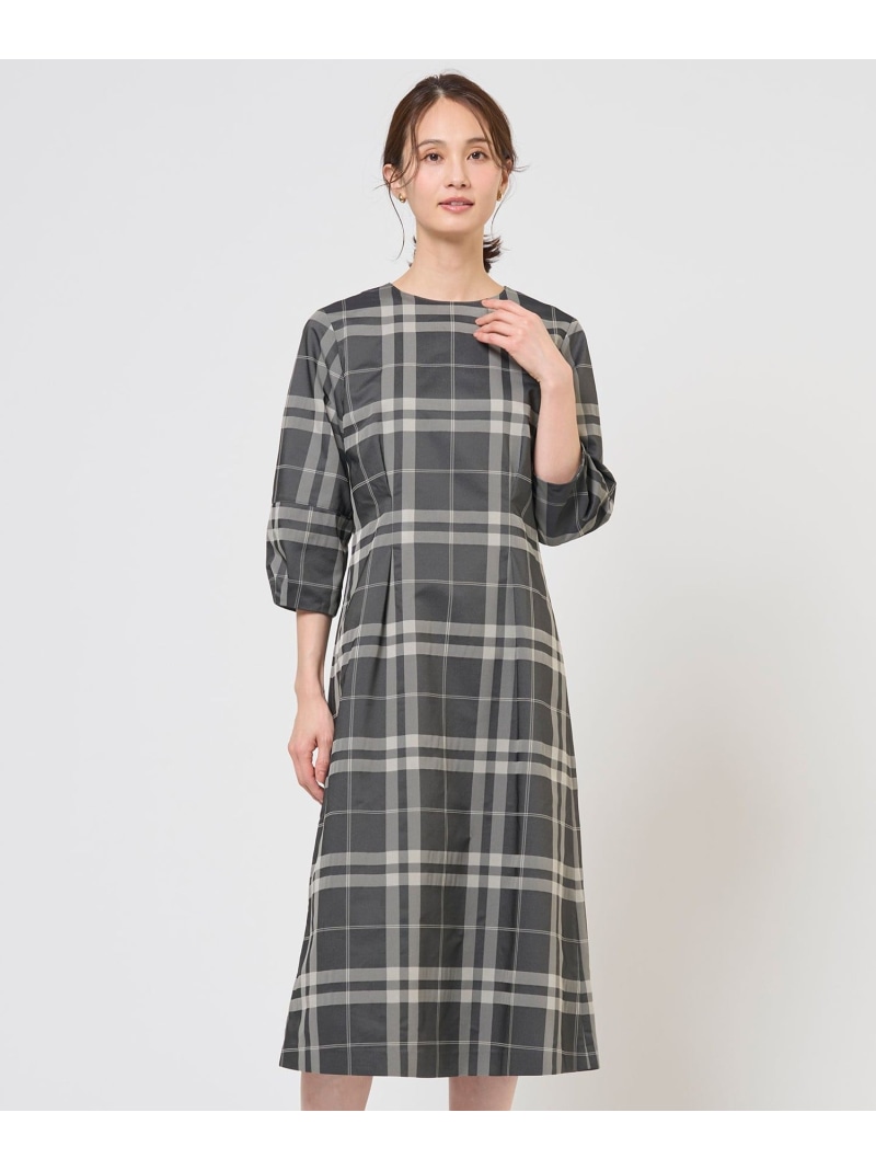 【SALE／40%OFF】ブロックチェックジャガード ワンピース J.PRESS ジェイプレス ワンピース・ドレス ワンピース ネイビー ブラック【RBA_E】【送料無料】[ Fashion]｜J.PRESS 17,664円