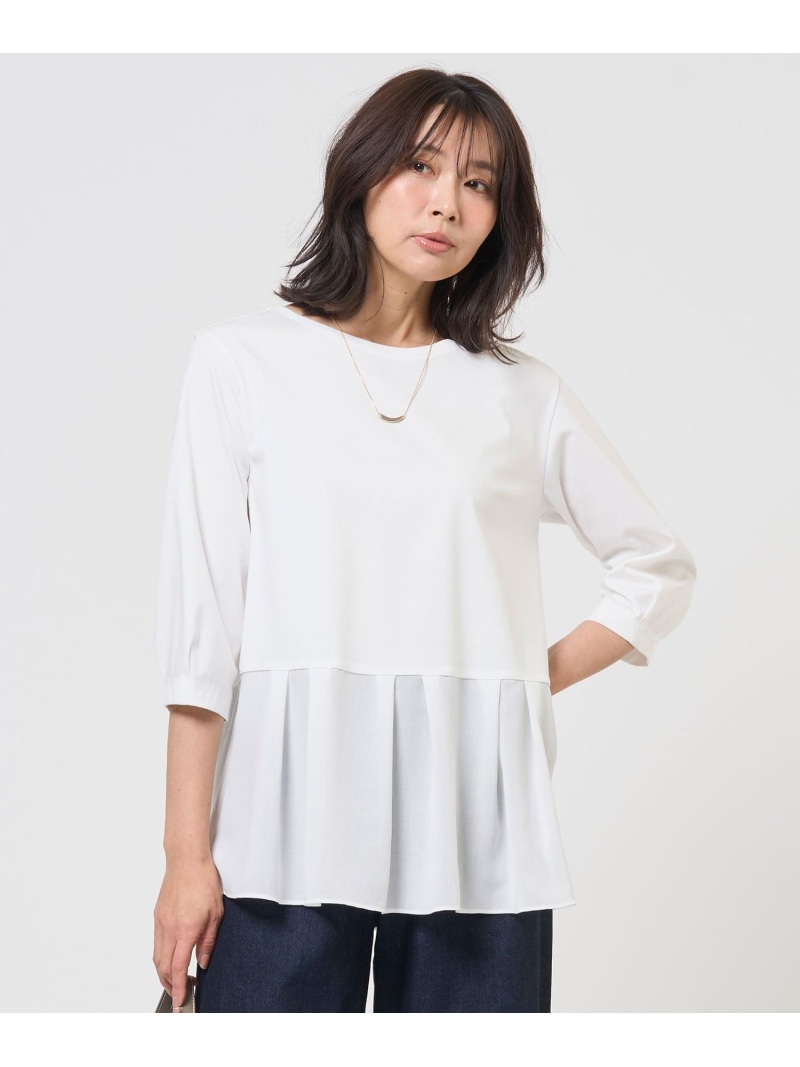 レイヤードフレア カットソー J.PRESS ジェイプレス トップス カットソー・Tシャツ ホワイト【送料無料】[ Fashion]｜J.PRESS