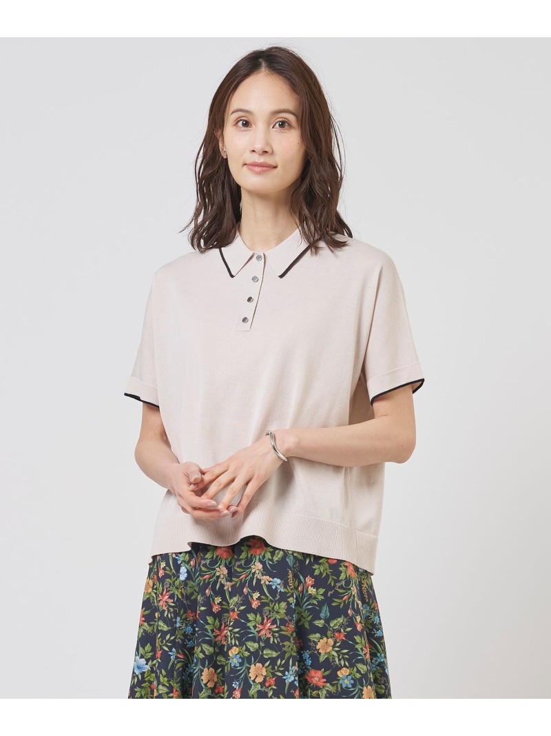 DRY COTTON ポロ ニット J.PRESS LADIES L ジェイプレス トップス ニット ネイビー ブルー【送料無料】[ Fashion]