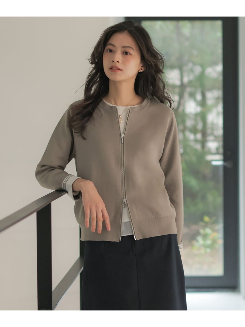 INTERLOCK ニット ブルゾン J.PRESS ジェイプレス ジャケット・アウター ブルゾン・ジャンパー ベージュ カーキグリーン ネイビー【送料無料】[ Fashion]
