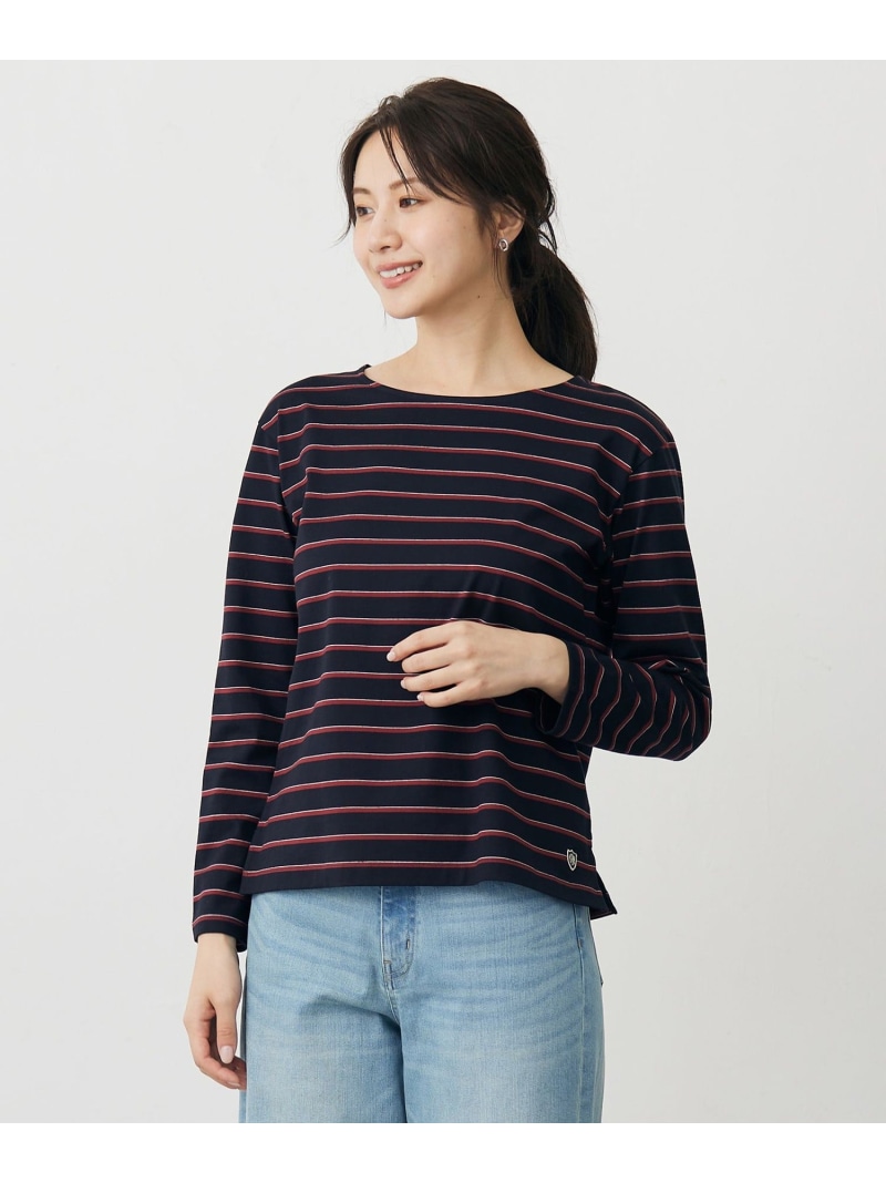 バスクボーダー カットソー J.PRESS LADIES L ジェイプレス トップス カットソー・Tシャツ ネイビー【送料無料】[ Fashion]｜J.PRESS