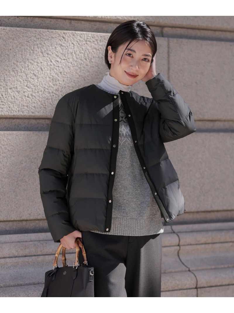 【SALE／20%OFF】【洗える】ライトダウン ノーカラー ジャケット J.PRESS ジェイプレス ジャケット・アウター ダウンジャケット・ダウンベスト ブラウン ブラック ホワイト【RBA_E】【送料無料】[ Fashion]｜J.PRESS