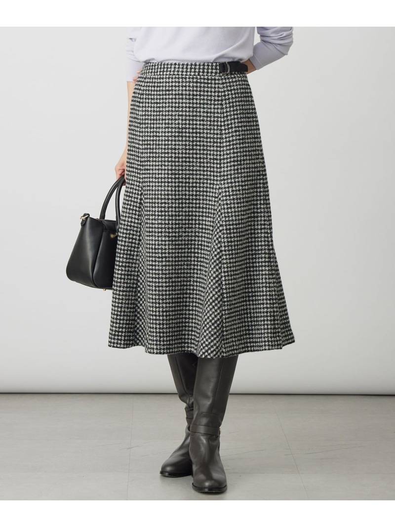 【SALE／30%OFF】ウールシルク ハウンドトゥース フレア スカート J.PRESS ジェイプレス スカート ロング・マキシスカート ブラウン【RBA_E】【送料無料】[ Fashion]｜J.PRESS
