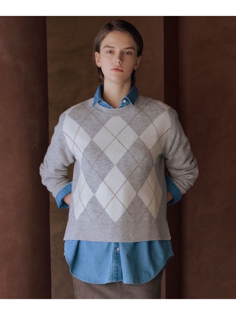 【SALE／30%OFF】CASHBIT NEO アーガイル 編み物 J.PRESS LADIES L ジェイ押し付ける トップス 編み物 ベージュ【RBA_E】【貨物輸送無料】[ Fashion] セーター-ニット・セーター