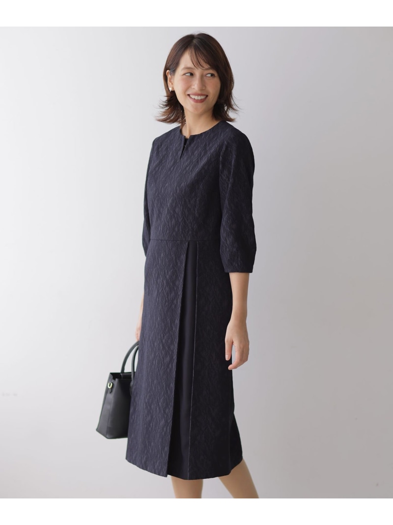 ボタニカルジャガード ワンピース J.PRESS ジェイプレス ワンピース・ドレス ワンピース ネイビー【送料無料】[ Fashion]