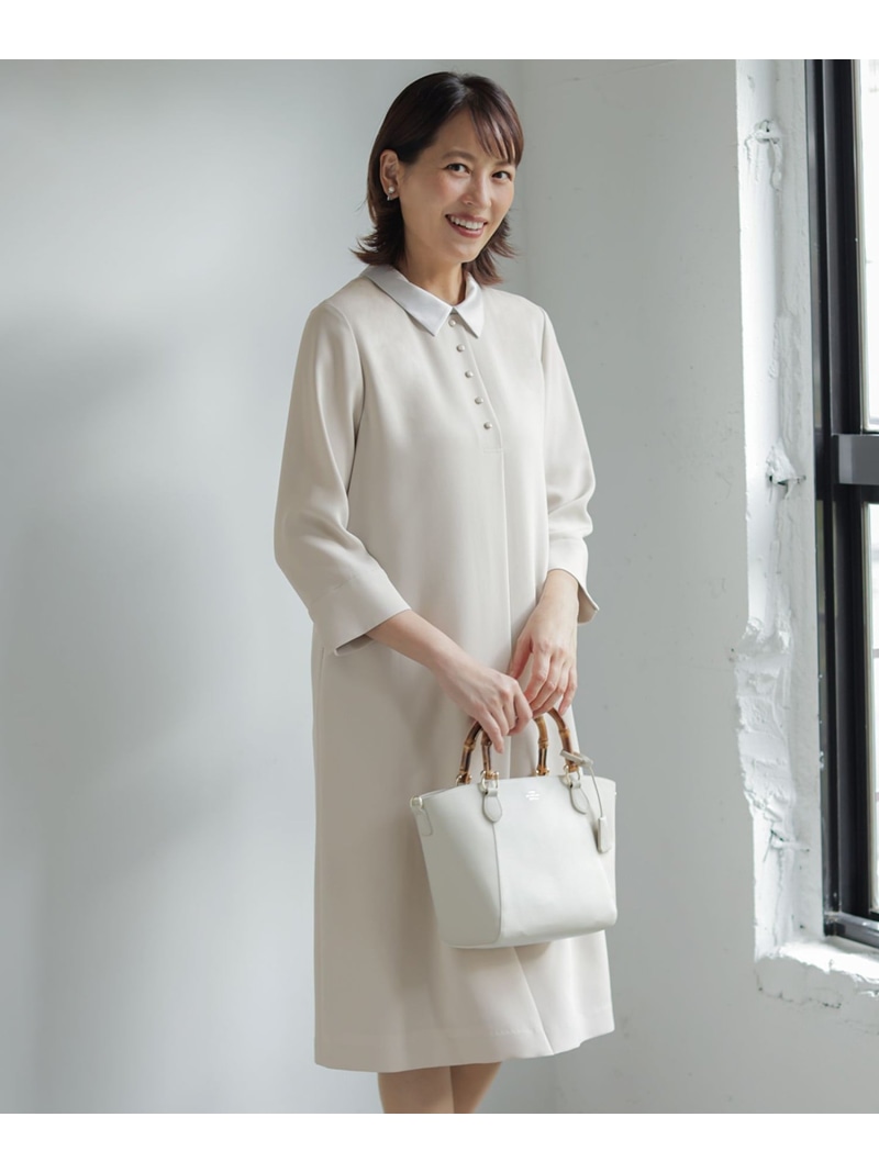 【SALE／30%OFF】【2way】セラテリーダブルクロス 襟付き ワンピース J.PRESS LADIES L ジェイプレス ワンピース・ドレス ドレス グレー ネイビー ブラック【RBA_E】【送料無料】[ Fashion]｜J.PRESS