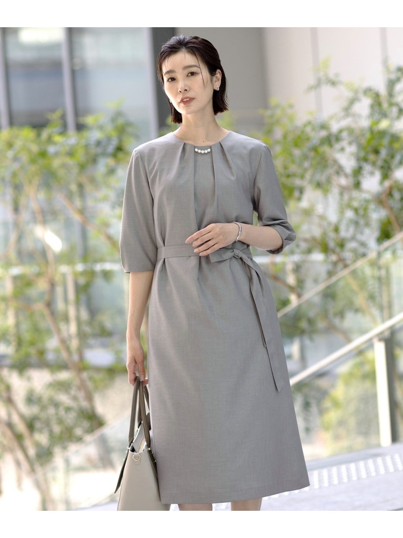 【洗える・UV加工・吸水速乾】OXIJEWELストレッチ ワンピース J.PRESS LADIES L ジェイプレス ワンピース・ドレス ワンピース ベージュ グレー ネイビー【送料無料】[ Fashion]