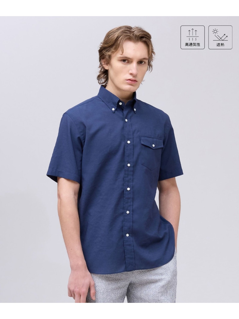 【SALE／20%OFF】仕事でも使える【遮熱 / 高通気性】ハケメパッチフラップ 半袖シャツ / B.D. J.PRESS ジェイプレス トップス シャツ・ブラウス ネイビー ホワイト グレー【RBA_E】【送料無料】[ Fashion]｜J.PRESS