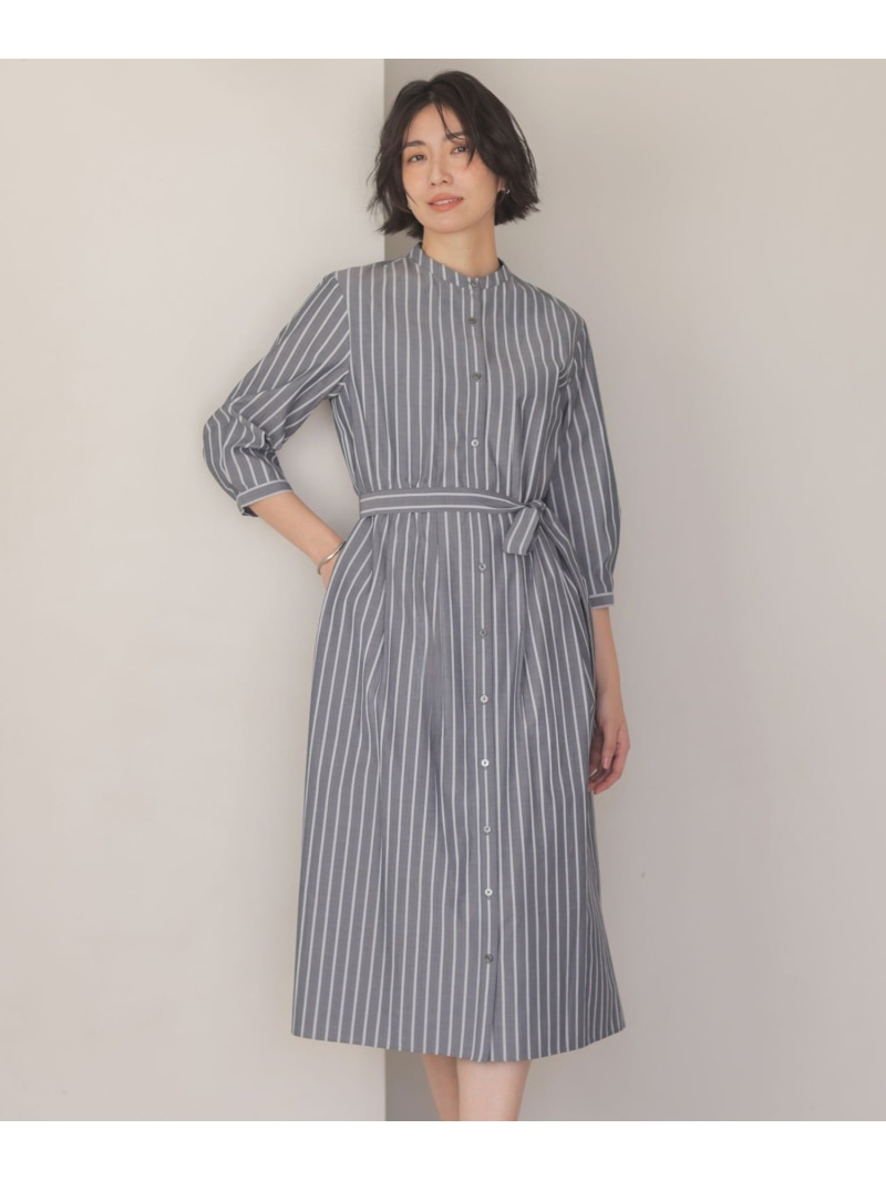 TC ハイカウントストライプ シャツ ワンピース J.PRESS ジェイプレス ワンピース・ドレス ワンピース グレー ブルー【送料無料】[ Fashion] 20,396円
