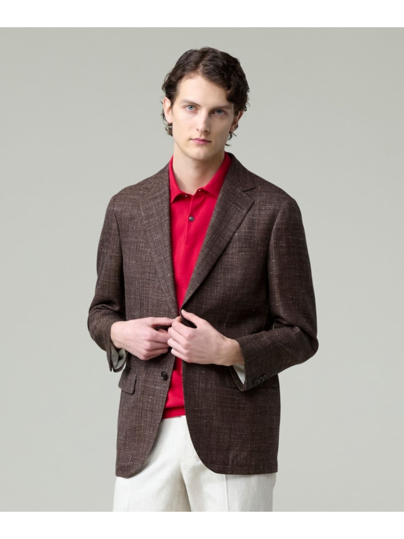 【SALE／30%OFF】【WEB・一部店舗限定】フレーキーシルクリネン ジャケット J.PRESS ジェイプレス ジャケット・アウター テーラードジャケット・ブレザー ネイビー ブラウン【RBA_E】【送料無料】[ Fashion]