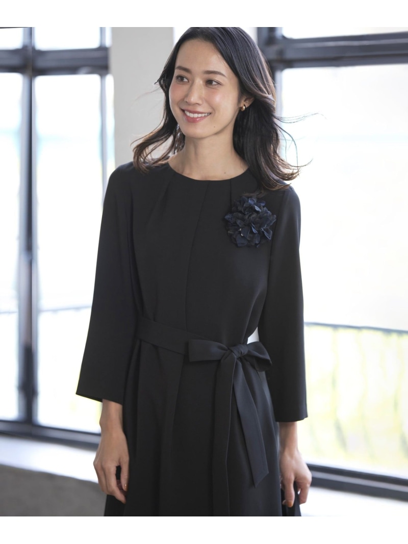 【WEB限定カラーあり・洗える】セラテリーダブルクロス ワンピース J.PRESS ジェイプレス ワンピース・ドレス ワンピース ベージュ ネイビー ブラック【送料無料】[ Fashion]